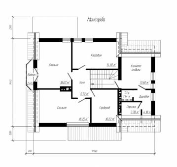 Проект дома с мансардой, эркером и террасой